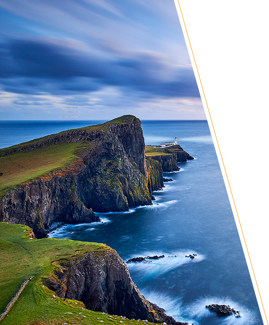 Landscape with cliffs and lighthouse